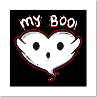 Heart Shaped Ghost Spirit Is My Boo On Halloween Posters and Art